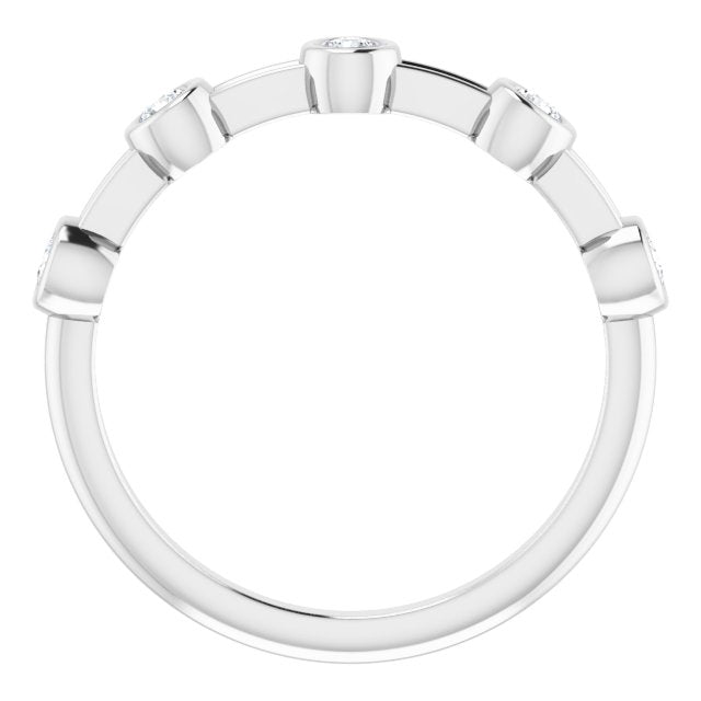 Bezel Set Round Diamond Wedding Band 5 Stone Anniversary Ring-VIRABYANI